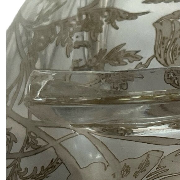 Vintage 1950s Silver Overlay Oval Bowl – Floral Design, Aged Patina, Tiny Flaws - Picture 8 of 8